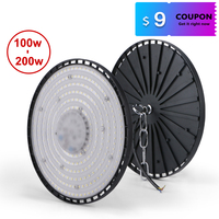 Super Bright 200W UFO LED High Bay Lights AC220V Waterproof  Commercial Industrial Market Warehouse Garage Workshop Garage Lamp