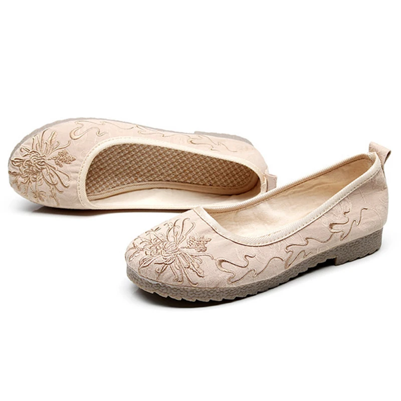 Veowalk morbido cotone Jacquard ricamato donna Slip On ballerine comode scarpe Casual con plateau grigio Beige rosa