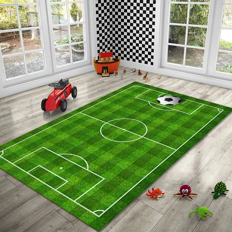 Modern Football Soccer Field Elements Carpet Non-slip Machine Washable Floor Mat Room Decoration Trend Sports Living Room Rug