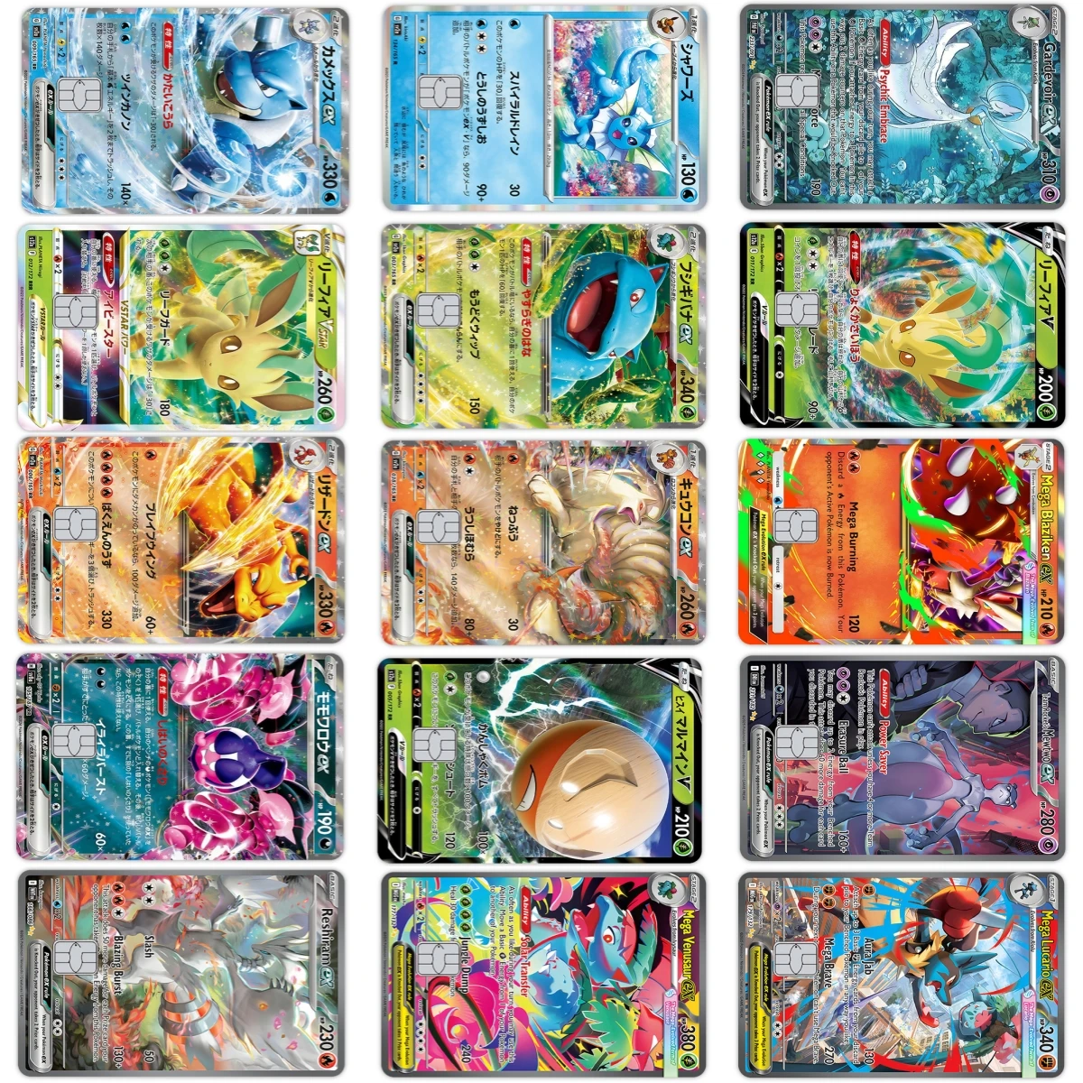 

Self-adhesive Anime PTCG Pocket Monsters Cartoon Diy Credit Debit Bank Visa Card Stickers for Small Big No Chip Decor Decal Gift