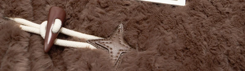 Chic Brown Women Shearling Jacket Toggle Button Coat Contrast Collar Loose Cozy Preppy Streetwear Winter Outerwear Top