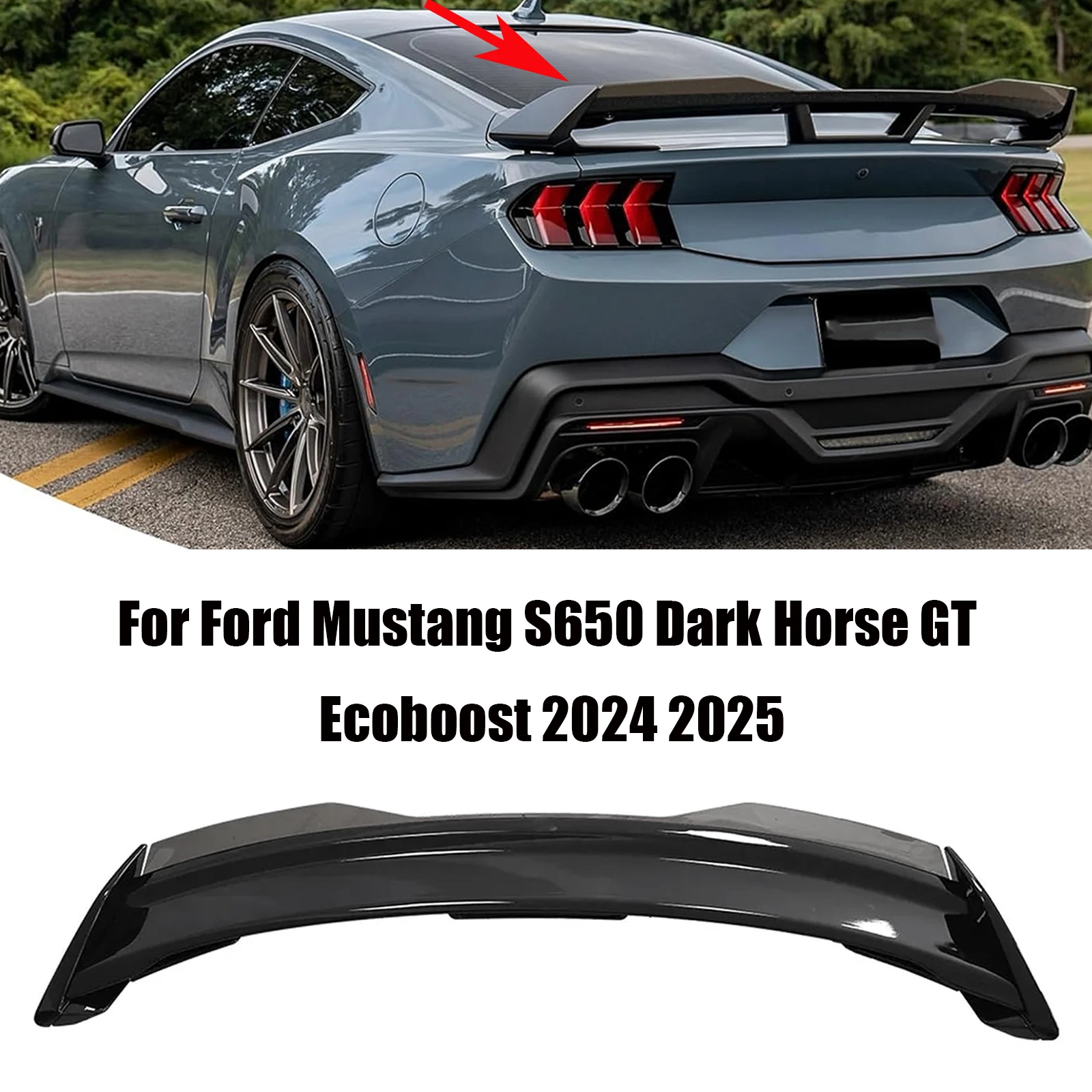 Rear Bumper Tail Wing Spoiler Diffuser Trunk Lip Splitter Kit Carbon Look For Ford Mustang S650 2024 2025 GT Dark Horse Ecoboost