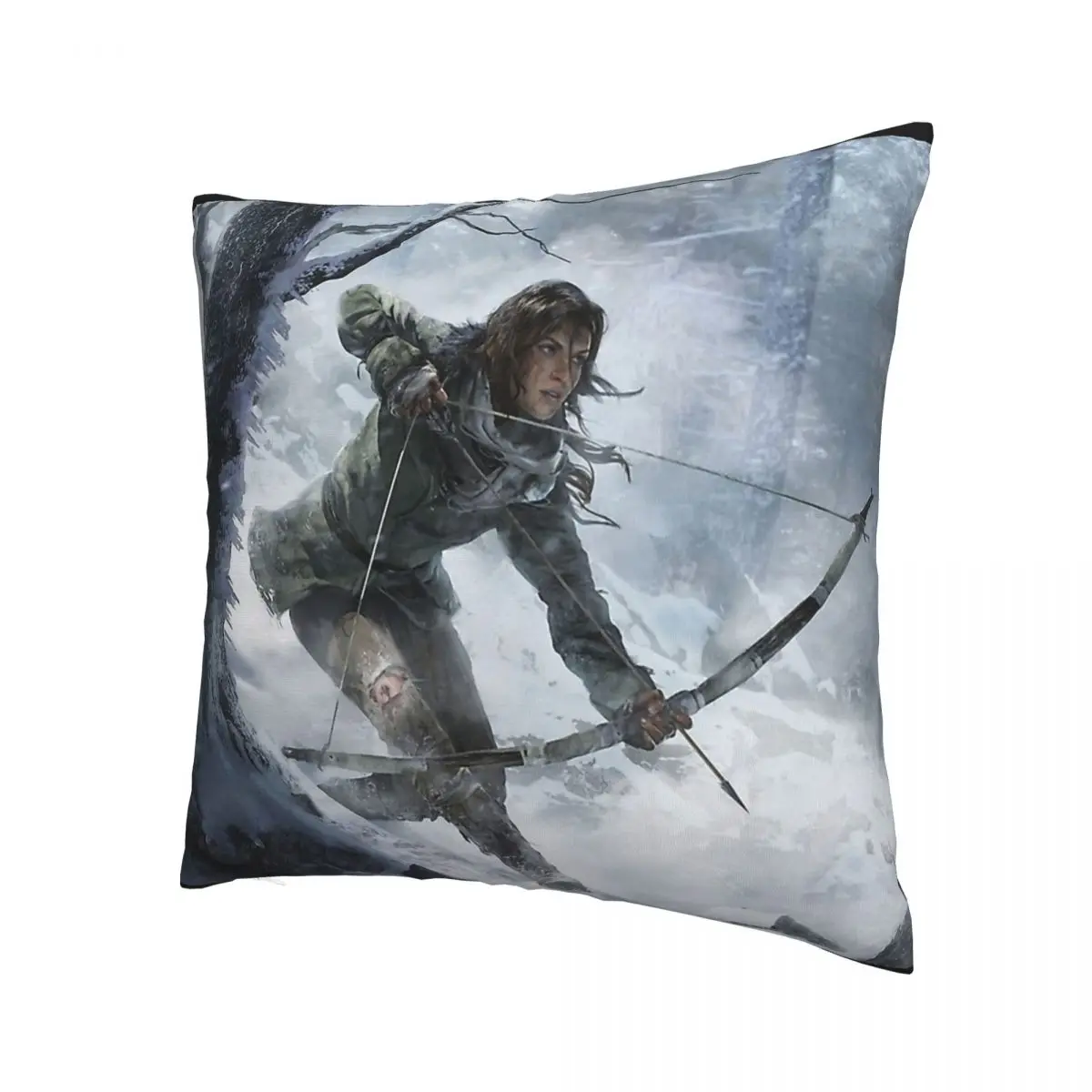 Lara Croft Artwork Polyester Cushion Cover Tomb Raider Jonah Maiava Game For Sofa Car Decorative Washable Hug Pillowcase