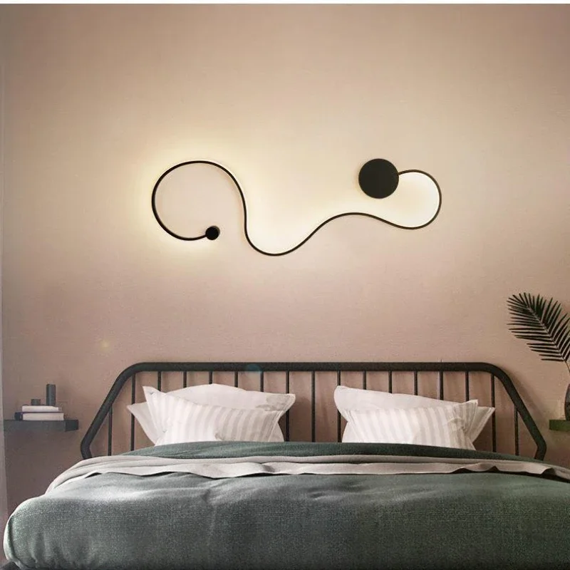 Wandlamp Post-Moderne Nordic Eenvoudige Creatieve Led-Verlichting Bed Woonkamer Decor Gang Trap Hal Lange Lijn Wandlamp