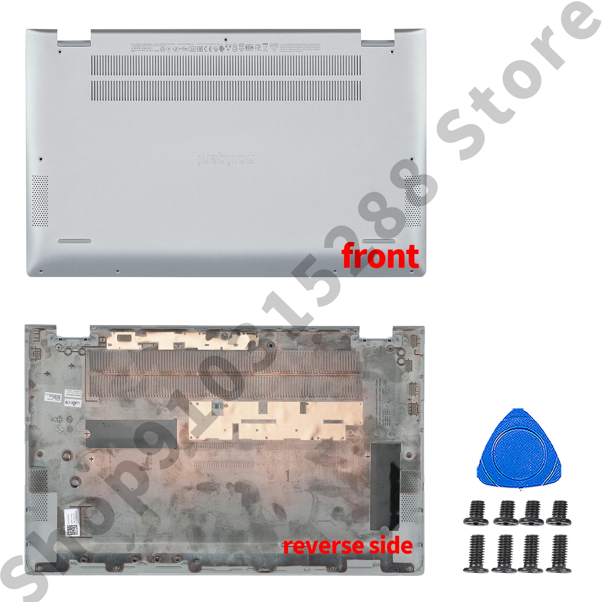 Laptop Casos para Inspiron, 5501, 5502, 5504, 5505, LCD tampa traseira, moldura frontal, Palmrest, caixa inferior, prata, 05R4VB, 0DXN80, novo