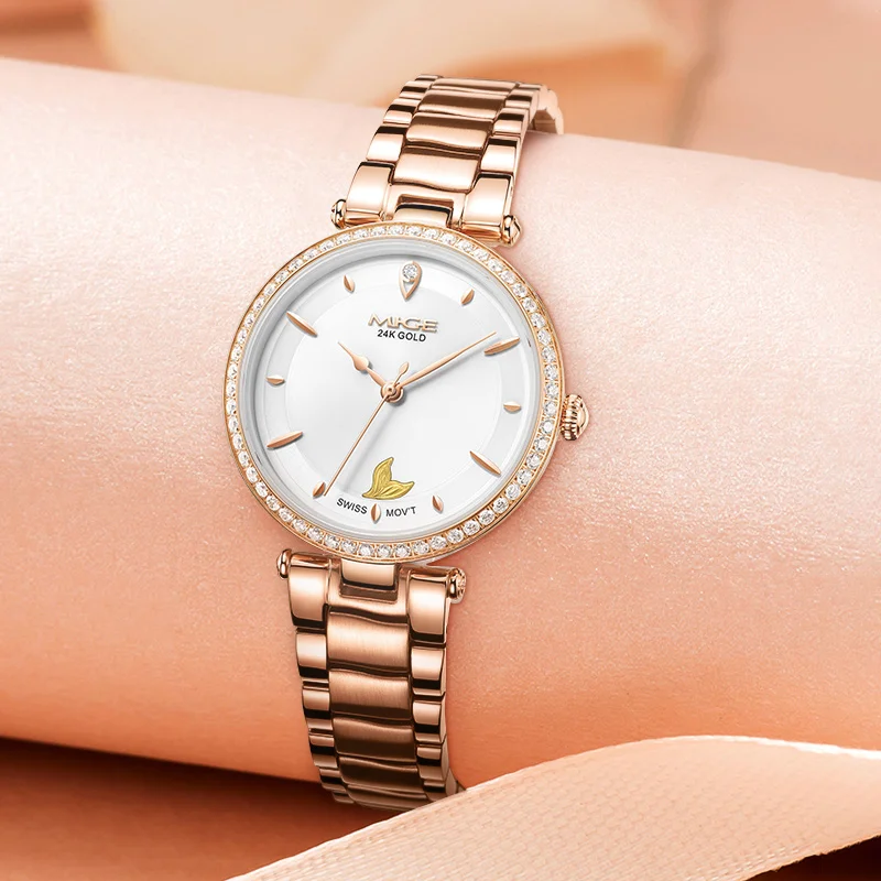 Mige العلامة التجارية رائجة البيع حافظة فولاذية أوتوماتيكية مقاومة للماء سيدة حورية البحر عملة ذهبية ساعات حركة ميكانيكية للأعمال للنساء #2