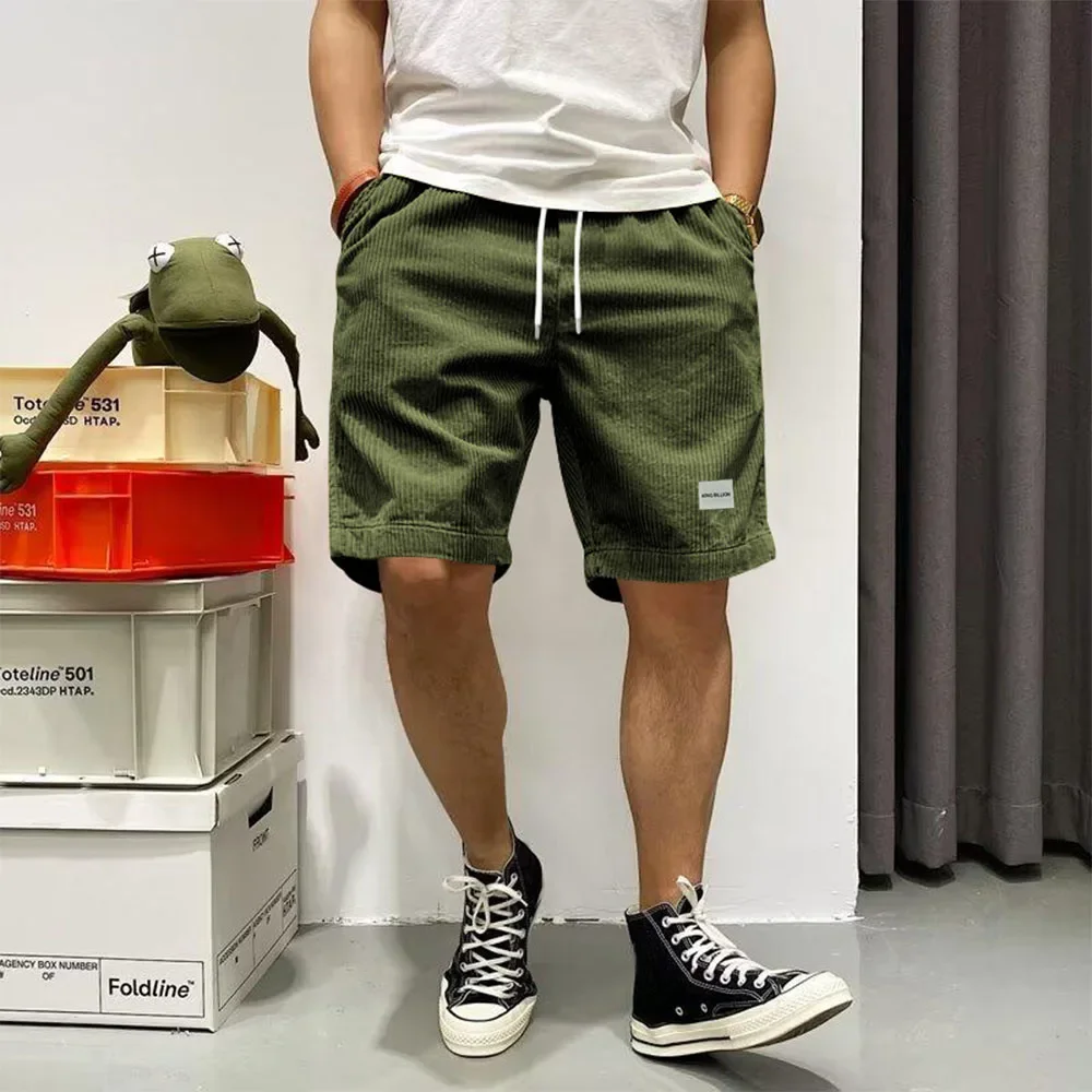 Męskie letnie spodenki sztruksowe krótkie spodnie luźne luźne spodenki do koszykówki Casual męskie spodnie dresowe spodenki sportowe z elastyczną talią