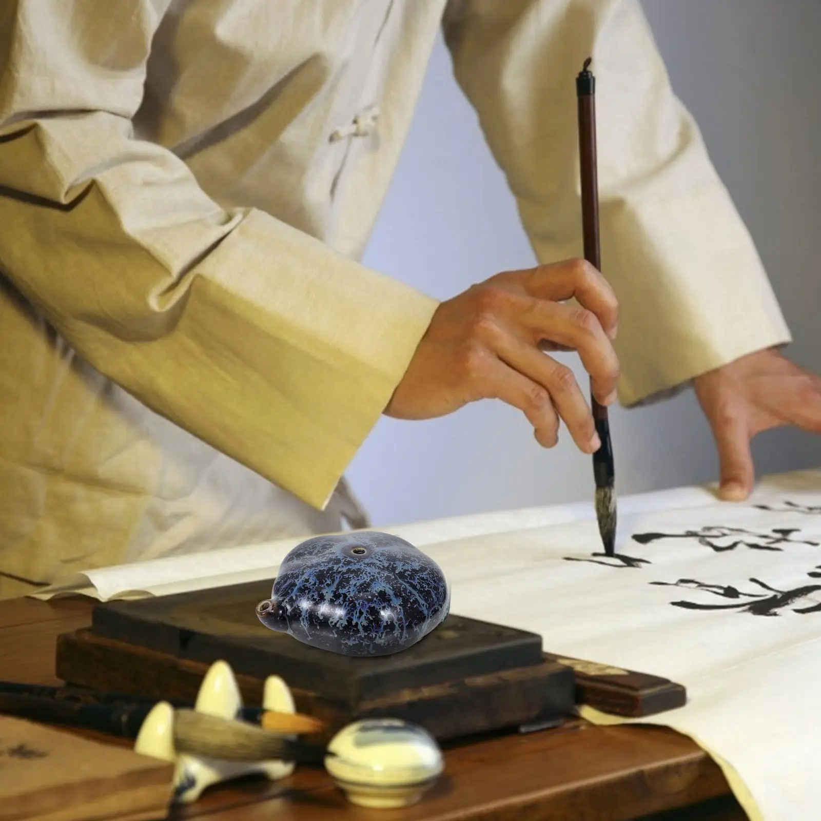 Ceramic Ink Droplet Calligraphy Water Dropper Artistic Shape Bright Finish Enhances Inkstone Practice Great Helper for Chinese
