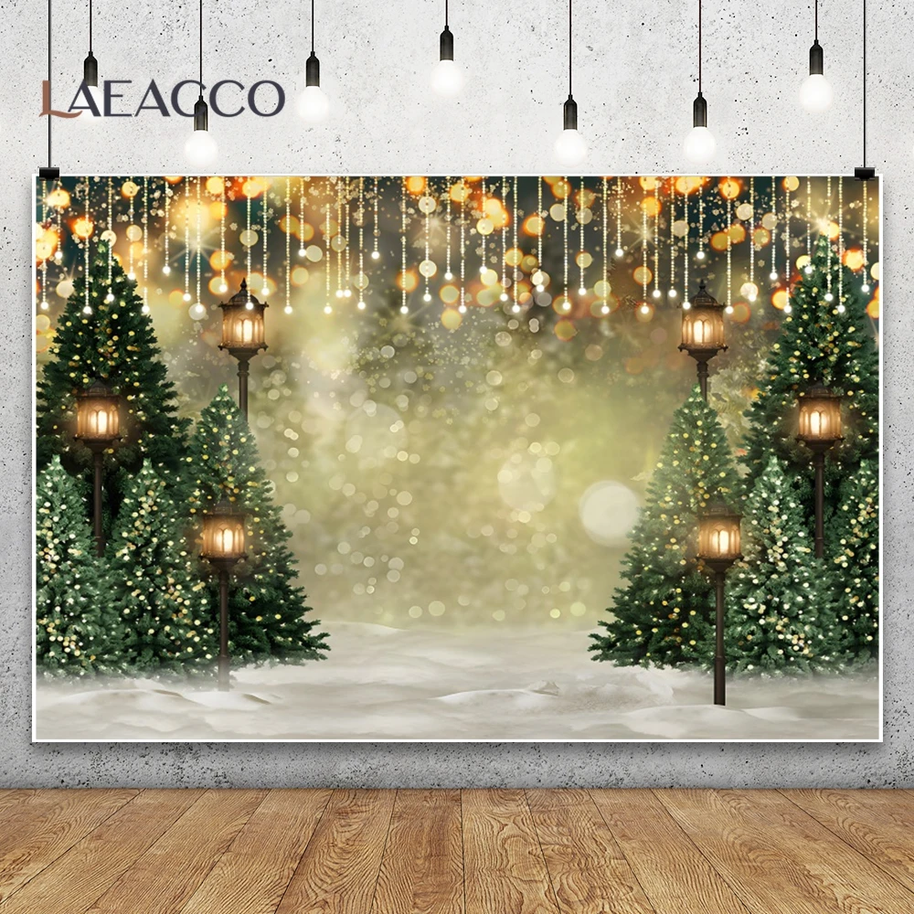 Merry Christmas Photo Background Winter Snow Forest Child Portrait Photocall Prop Scene Light Bokeh Family Photography Backdrops