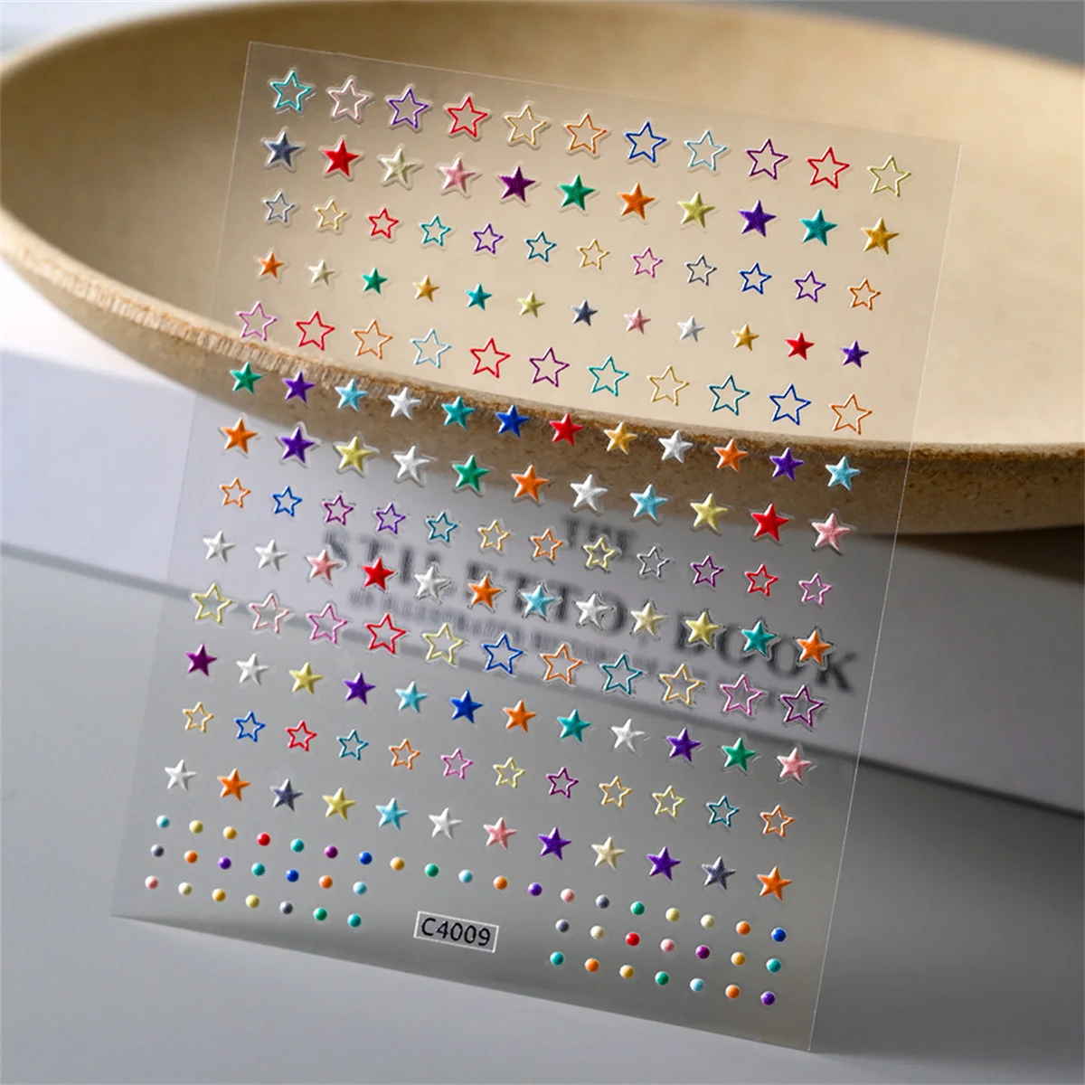 Pegatinas acrílicas para decoración de uñas, 1 piezas, 5D, corazón, estrella, oso azul Kawaii, calcomanías adhesivas DIY