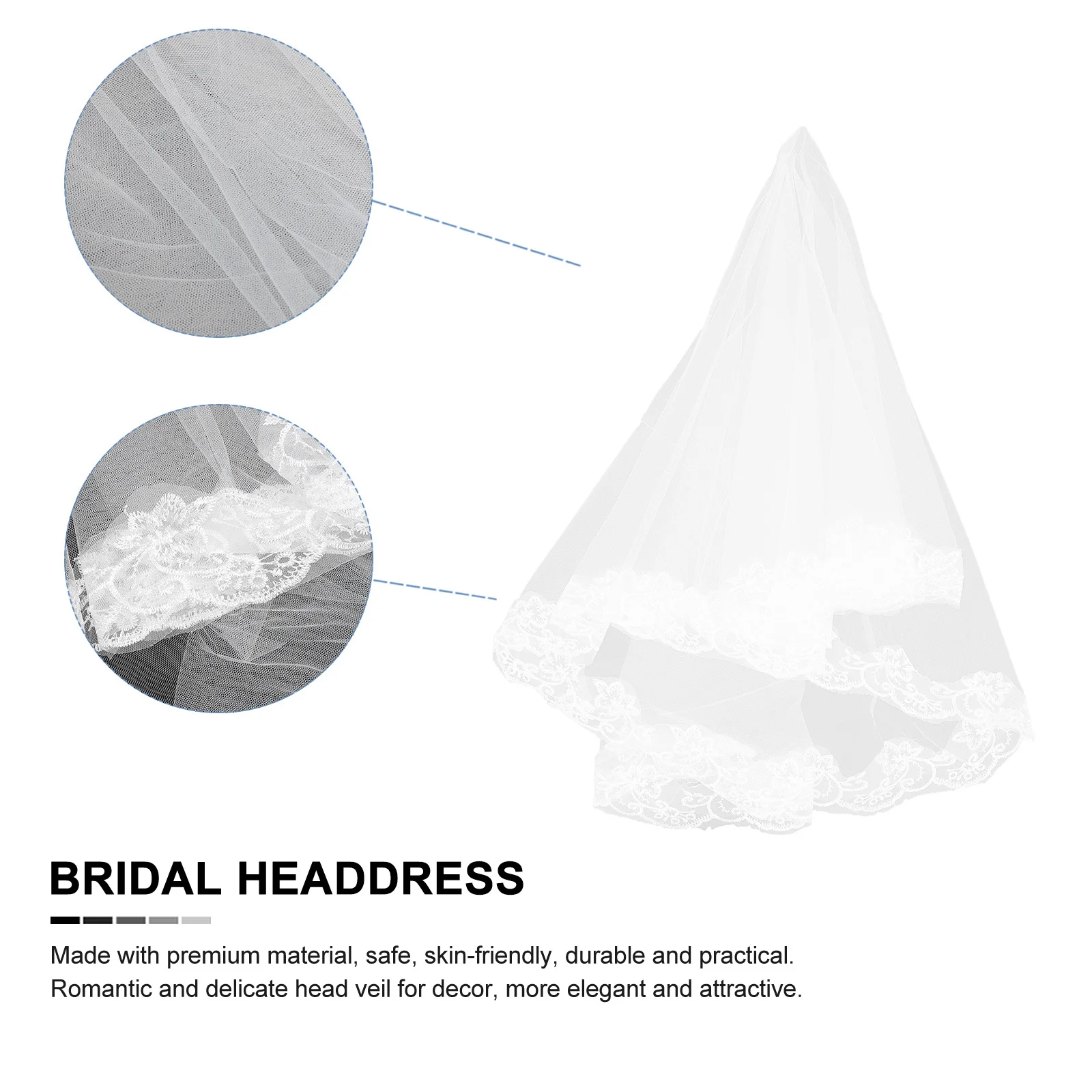 

Lace Trim Tulle Bridal Veil Elegant Wedding Headpiece Lace Flower Veil Photography Prop Wedding Accessory
