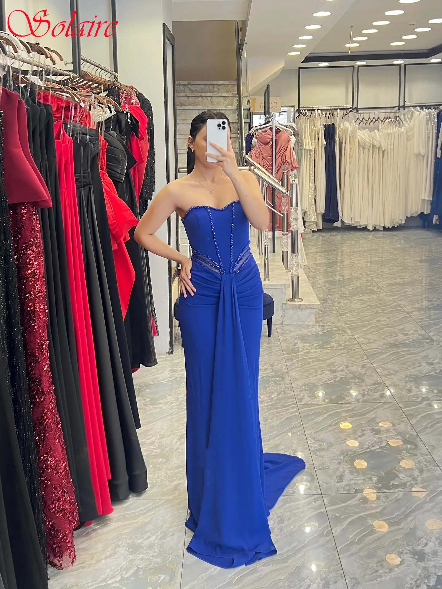 

Customized Straight Strapless Elegant Formal Evening Dress Modern Temperament Celebrity Gowns Delicate High Quality Party Dress