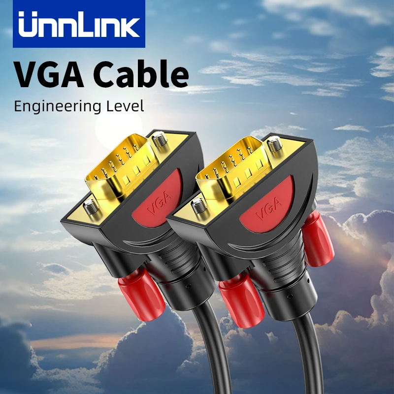 Inżynieria kabel VGA Unnlink 3 + 9-pinowe złącze męskie na męskie do komputera do monitorowania Adapter TV projektora 1080P