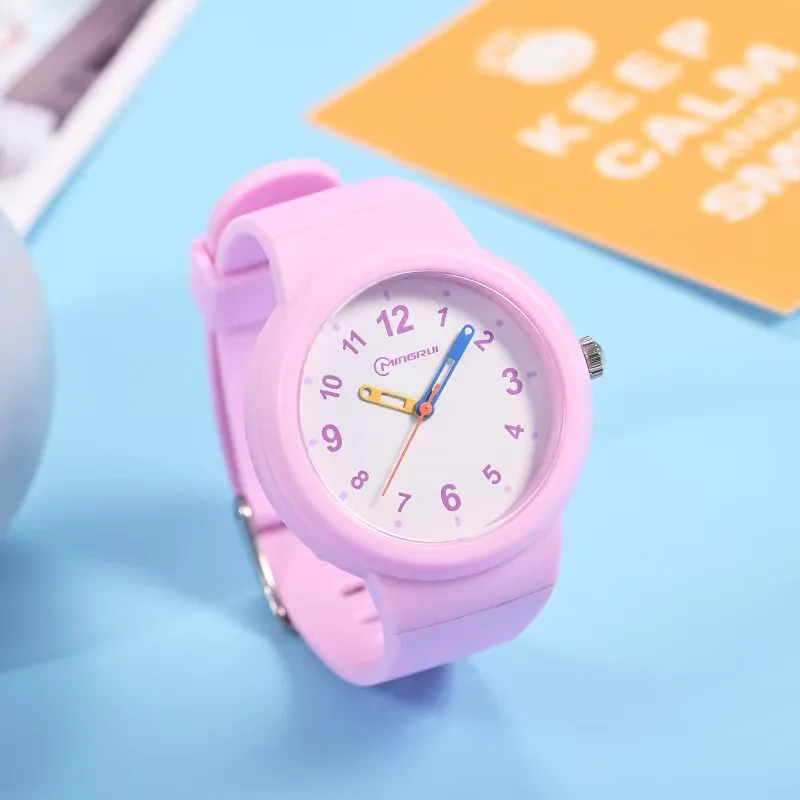 

Розовые кварцевые детские часы с силиконовым ремешком, водонепроницаемые синие аналоговые детские часы для девочек и мальчиков