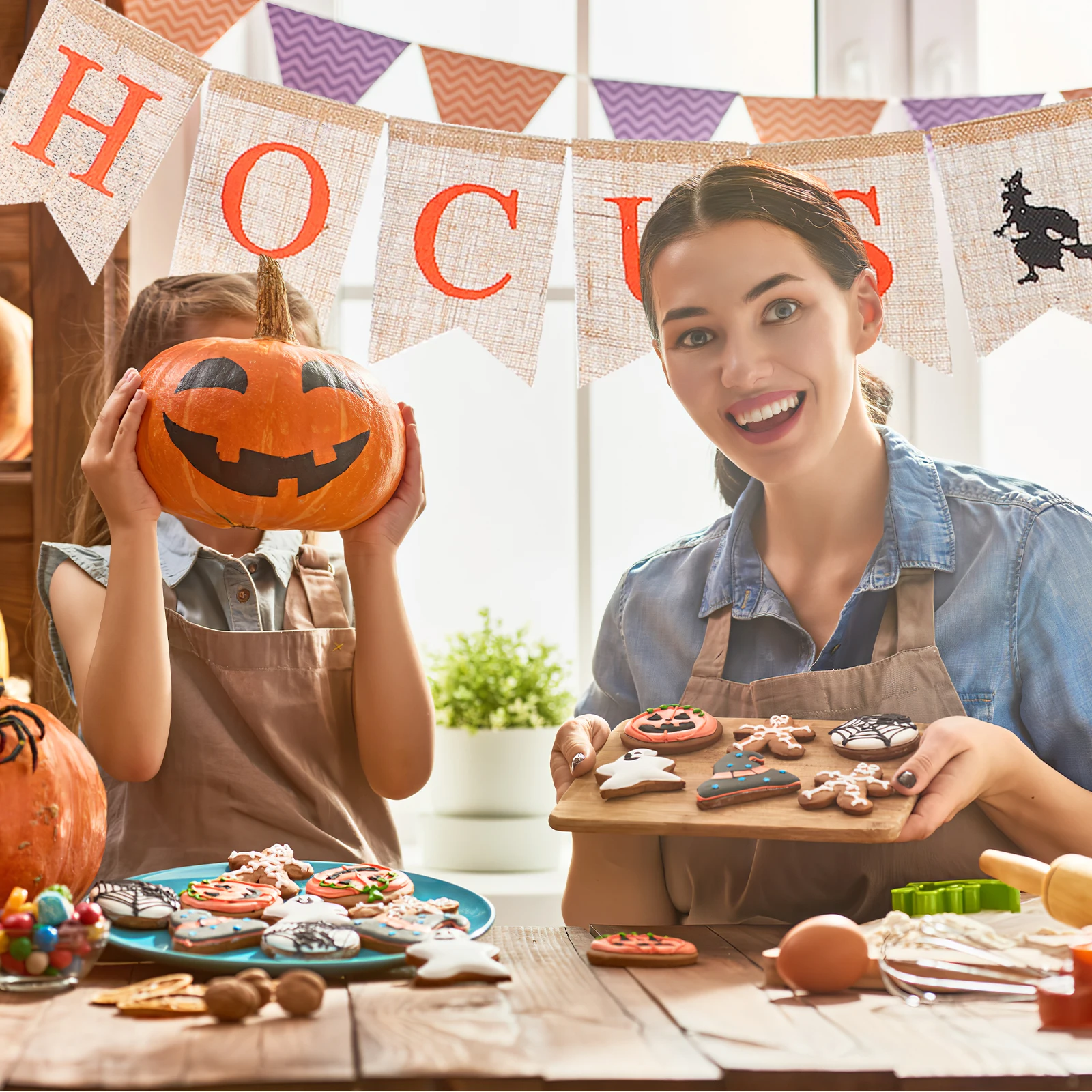 

Halloween Party Decorations Hanging European and American Swallowtail Banner Premium Cloth Material Letter Pattern Design