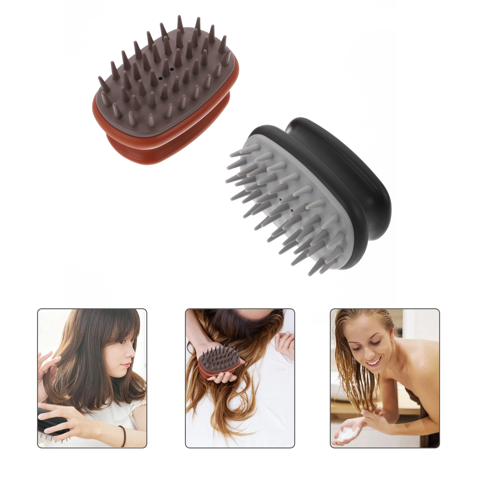 2 pcs Shampoo Massage Brush Hair Scalp Massager Head Scrubber Brush For Deep Cleansing Exfoliating Hair Growth Tool