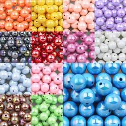 Mixed Colorful AB Plated 20pcs 16mm Acrylic Loose Spacer Beads For Jewelry Making Diy Bracelets Pen Phone Chain Handmade Beaded