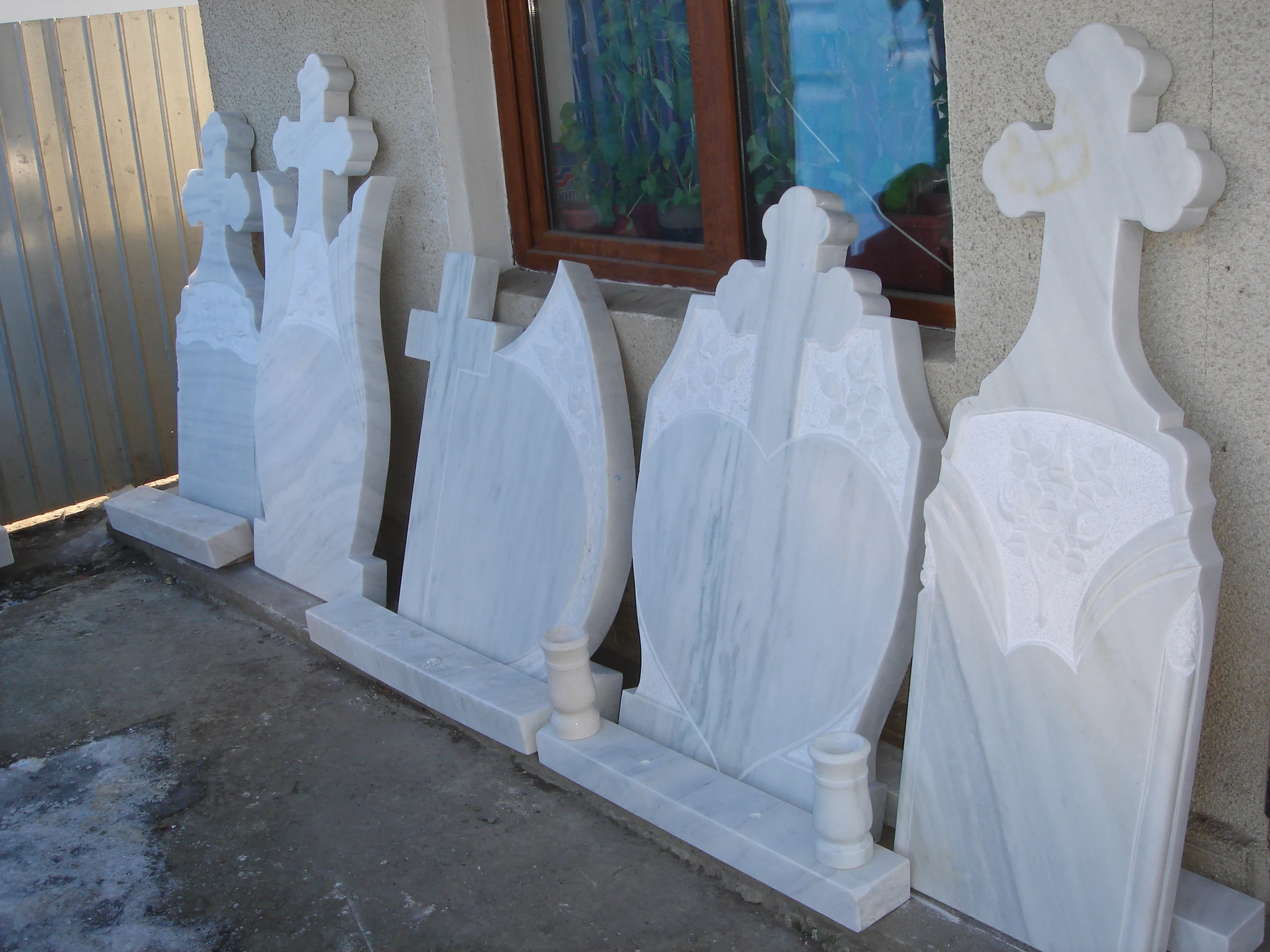 التخصيص الرخام الأبيض الصليب شواهد القبور حجر الرأس قبر #6