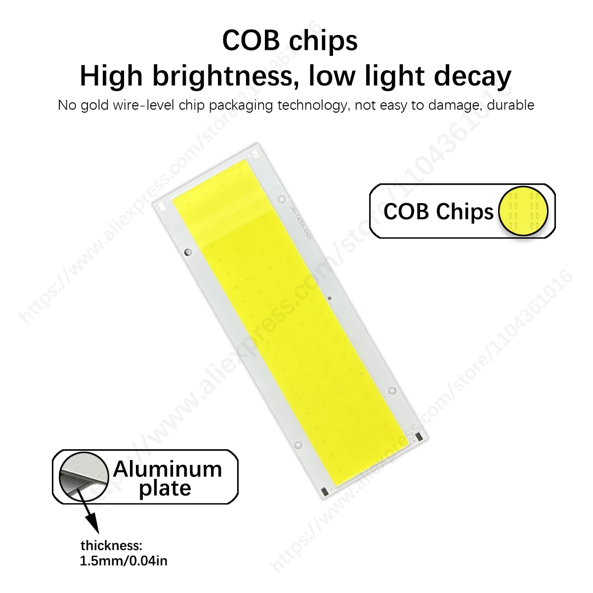 사각형 COB LED 칩 매트릭스 모듈, 고휘도, DIY 자동차 작업 및 가정용 COB 칩용, 30W, 12V