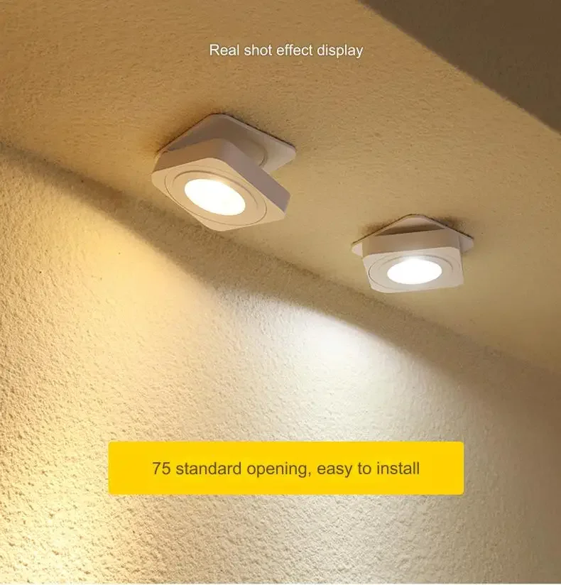 

LED Folding Downlights Spotlight embedded adjustable angle spotlights square surface-mounted led light