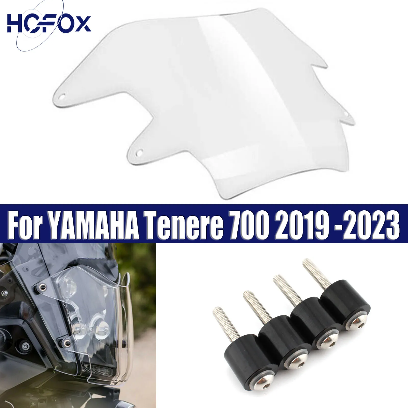 

For YAMAHA Tenere 700 2019 -2023 Motorcycle Acrylic Front Headlight Cover Shield Screen Lens Guard Deflector Protection