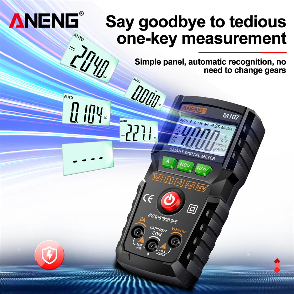 ANENG M107 Mini Smart Multimeter 4000 Count Digital Meter multimeters Professional Multi Function Electrician Tester Tools
