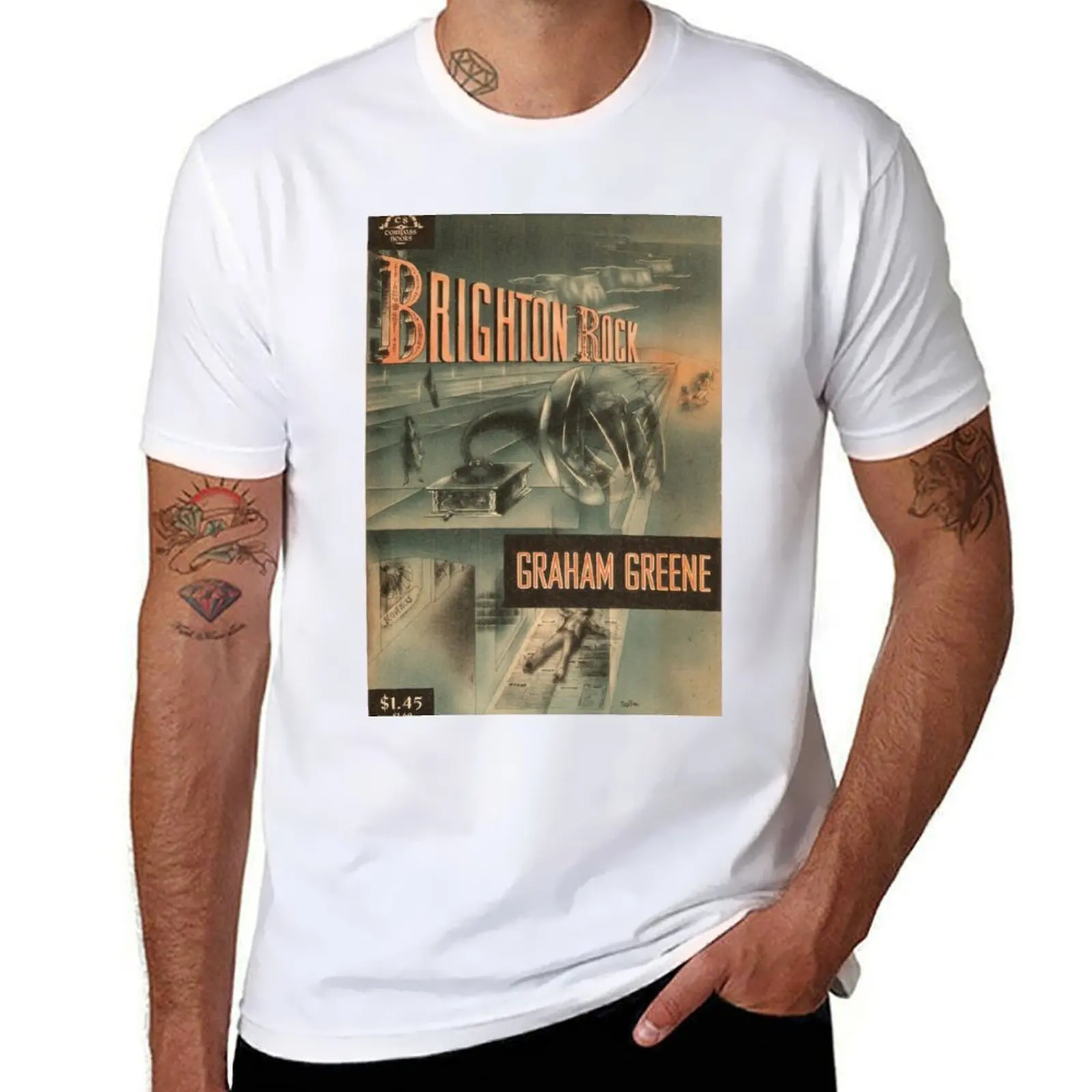 Brighton Rock de Graham Greene - Camiseta con diseño de portada de libro vintage, camiseta de manga corta para trabajo