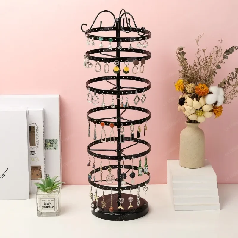 6‑Layer Rotating Earring Display Rack Space‑Saving Jewelry Organizer Holder For Hundreds Of Studs Retail Store Home Storage