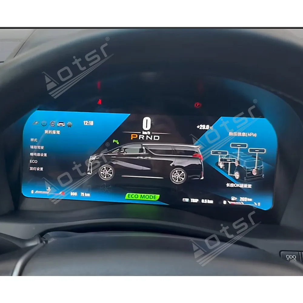 

12.3-дюймовый экран для Toyota Vellfire Alphard 2008-2023, обновленная 40-я серия, ЖК-панель приборов, виртуальный кокпит, спидометр, приборная панель