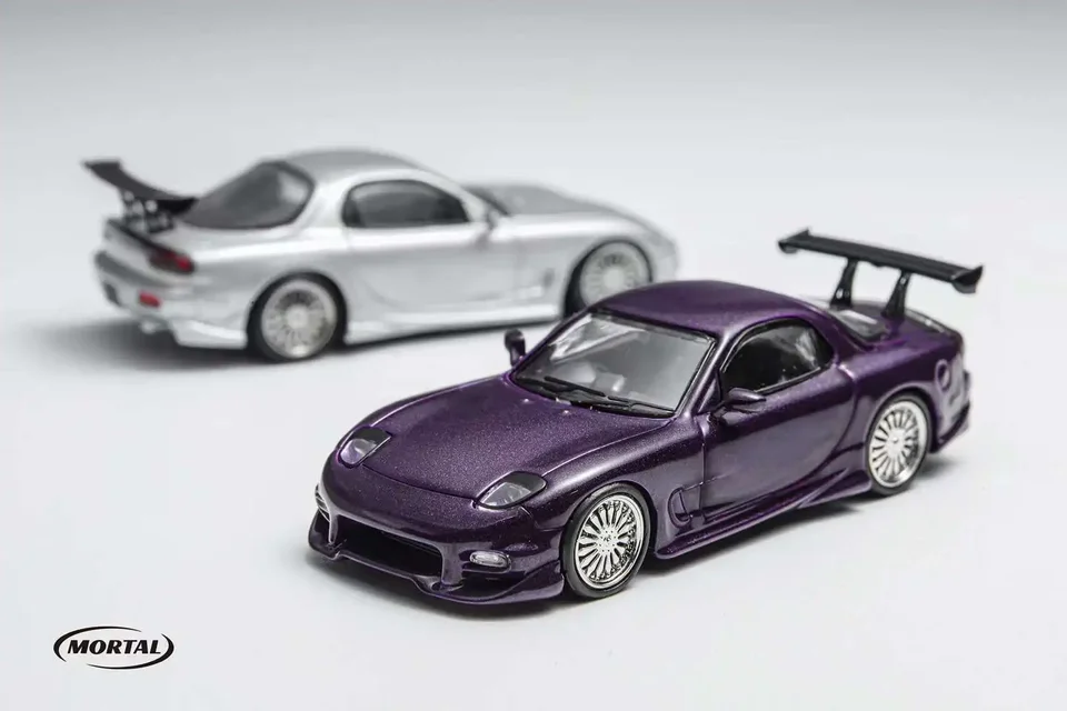 Mortal 1:64 RX7 veilside Fastspeed RedSilver Purple Diecast Model Car