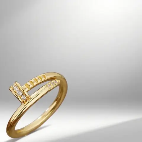 Gold Color Shiny Zircon Nail Ring for Women Light Luxury Adjustable Rings Birthday Jewelry Gifts Jewelry Rings for Women