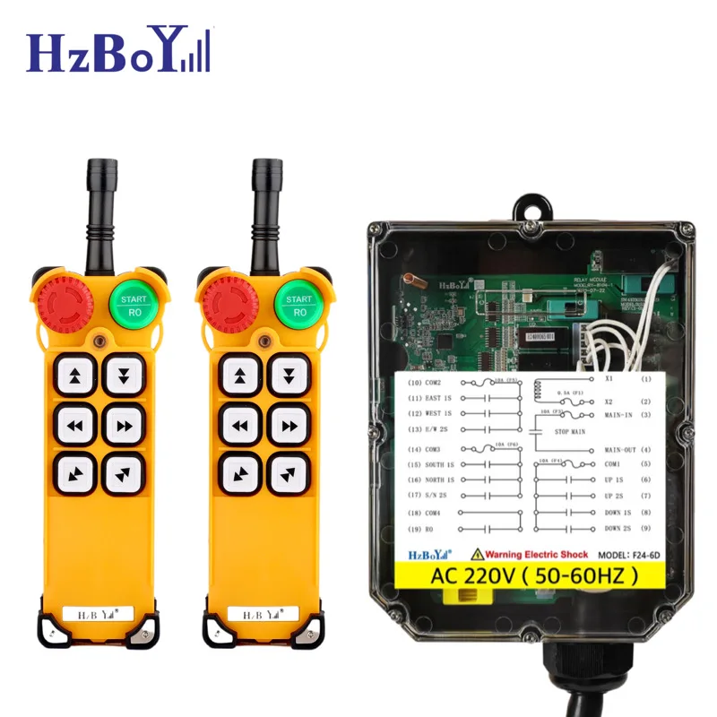 F24-6D Double Speed 6 Direction Remote Control For Overhead Crane Lift IP65 Waterproof Wireless Industrial Remote Control