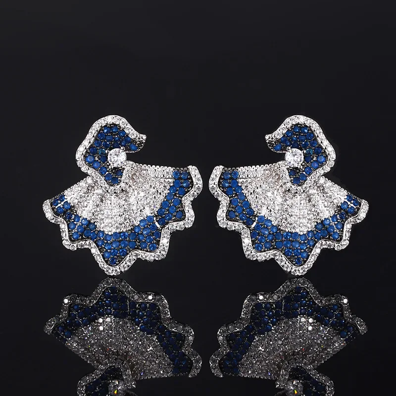 

Elegant Flared Skirt Design Crystal Earring Sparkling Fashion Jewelry for Women Party and Evening Wear Unique Dangle Accessories