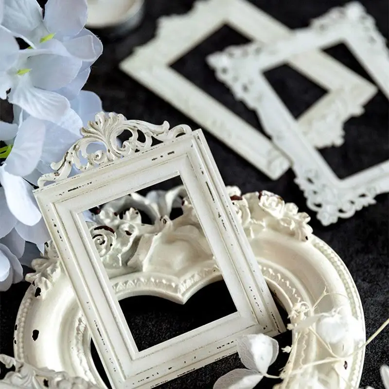 10/20Pcs Hollow Embossed Photo Frame Paper Journal Scrapbooking Vintage Border Decoration Material DIY Craft Cardstock Paper