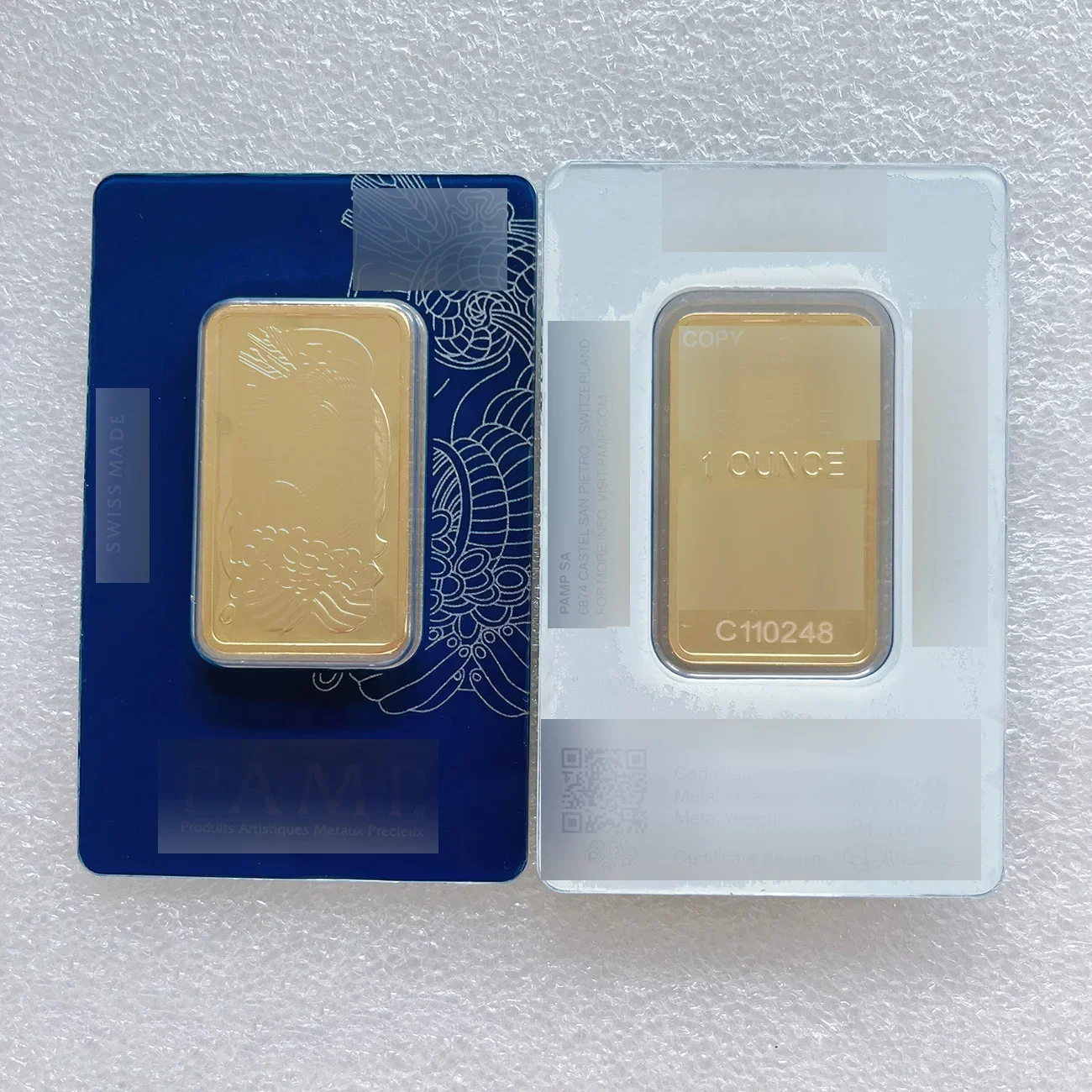 

1oz gold Bar 24k Gold Plated Bullion Ingot (Sealed packing) Non-magnetic Unique Serial number collect