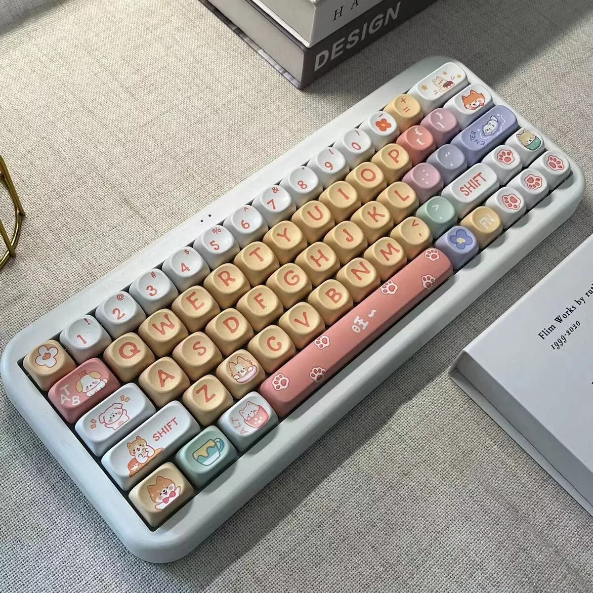 Teclado mecânico Colorway Set, PBT Keycap, perfil MOA, forma esférica, côncavo Top, bonito Kawaii