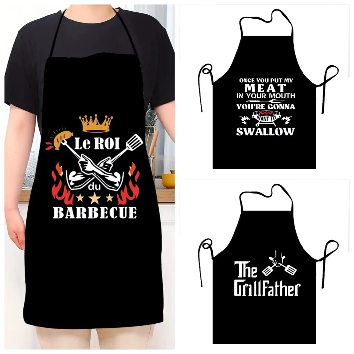 Delantal de barbacoa al aire libre para hombres, sin mangas, para asar, cocinar, bata de Chef negra, delantal para hornear entusiasta de la barbacoa