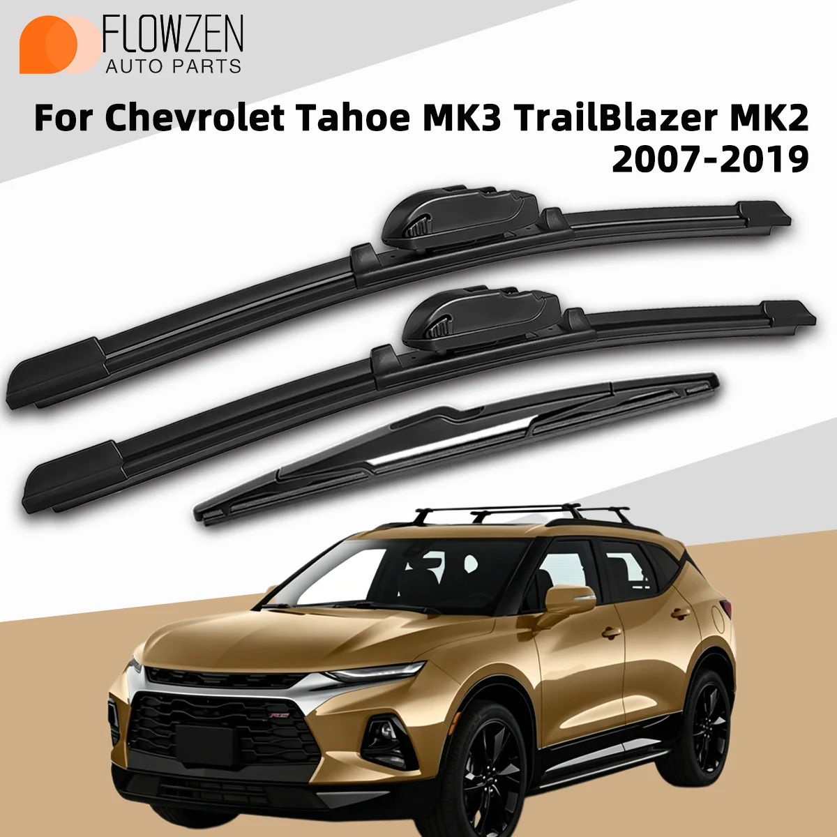 

3 шт. передних и задних щеток стеклоочистителя, подходят для Chevrolet Tahoe MK3, TrailBlazer MK2 2007-2019, премиум-качество, бесшумные, без разводов, долговечные запчасти