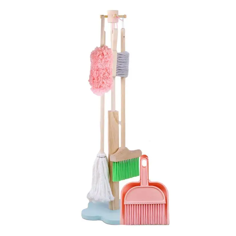 

Wooden Cleaning Toys Set Educational Durable Detachable Housekeeping Toys For Kids Aged 3 Includes Broom Dustpan Duster Mop