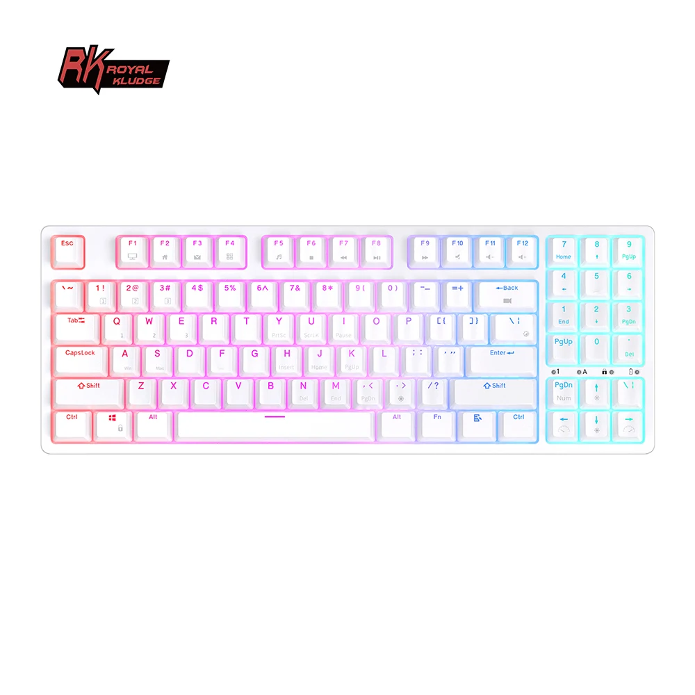 ROYAL KLUDGE RK92 RGB Mechanical Keyboard Tri-Mode BT5.0/2.4G/USB-C 92 Keys Hot Swappable Bluetooth Wireless Gaming Keyboard