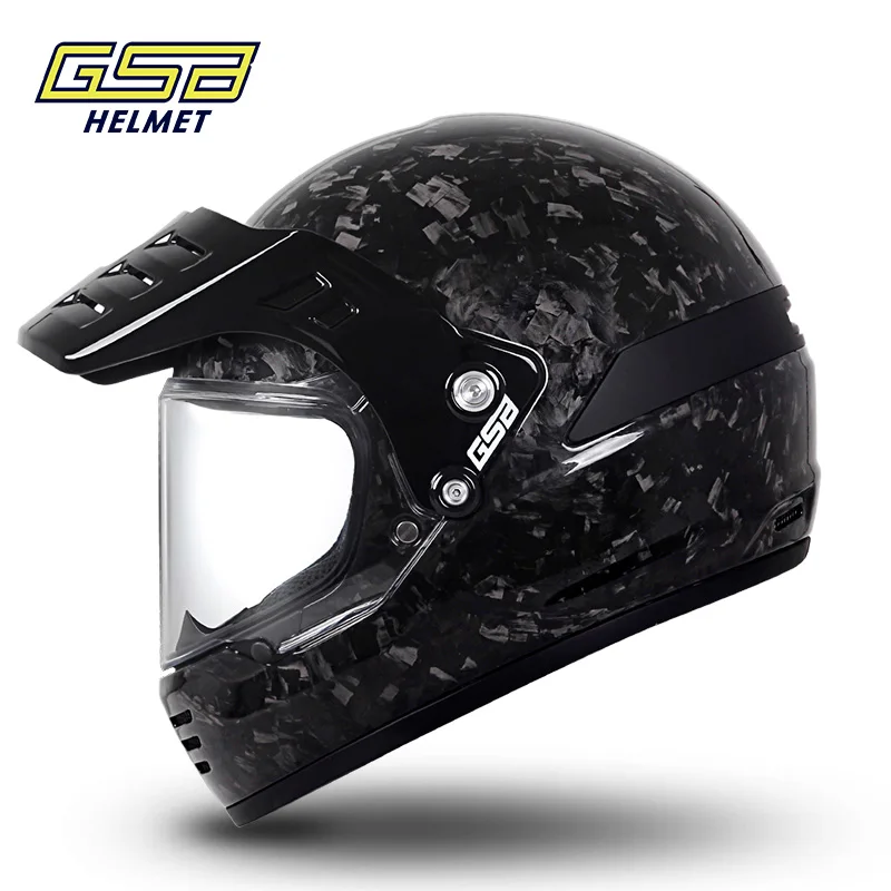 Gsb Carbon Fiber Motorcycle Retro Helmet Men's and Women's Motorcycle Rally Off-road Safety Helmet Cool V73