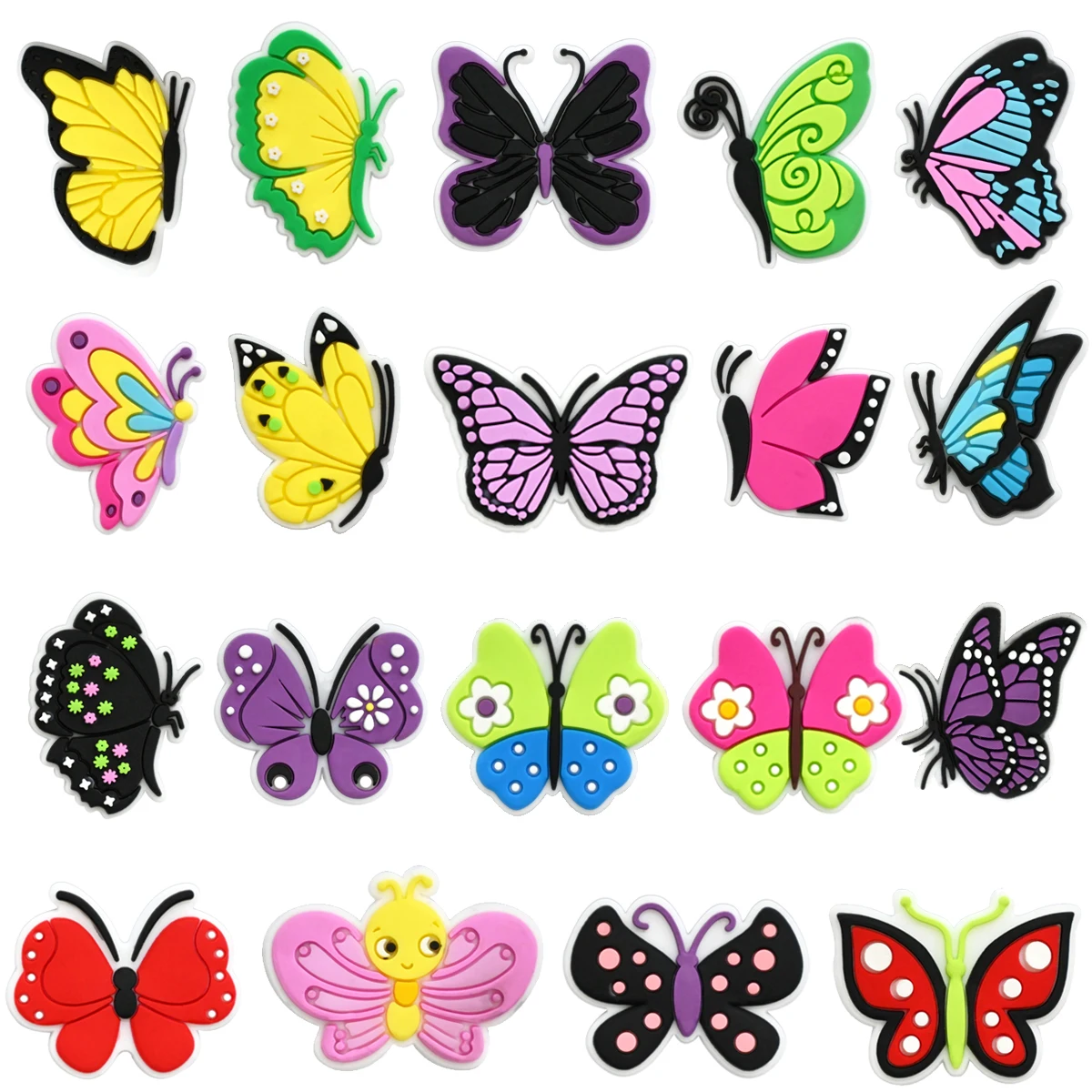 

Cute Colorful Butterfly Shoe Charms for Crocs Accessories Bracelet Wristband DIY Shoe Decoration Men Women Party Gifts