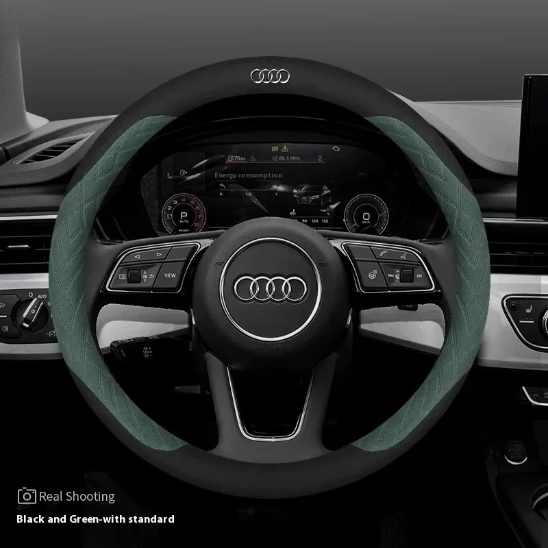 Car Steering Wheel Cover For Audi ABT A1 A2 A3 A4 A5 A6 A7 A8 Q2 Q3 Q4 Q5 Q7 Q8 TT RS3 RS4 RS5 RS6 RS7 S3 S4 S5 S6 S7 S8 S line view 3