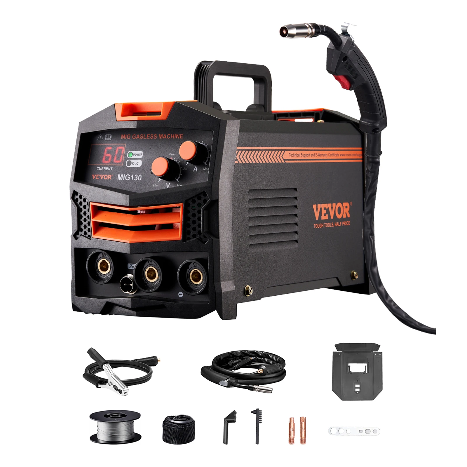 

SucceBuy MIG Welder 130Amp Synergic Mig Welding Machine Gasless Flux Core Welder Portable Mig Welder with Digital Display Screen