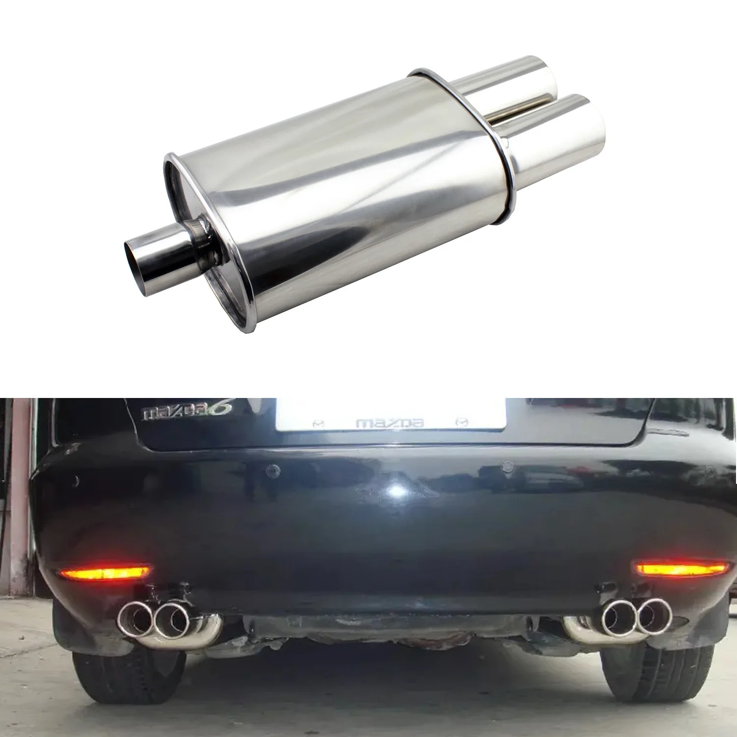 

For Universal Car Exhaust Pipe Muffler Muffler Tip Stainless Steel Single Dual Round Outlet Performance Sound Auto Tuning Parts
