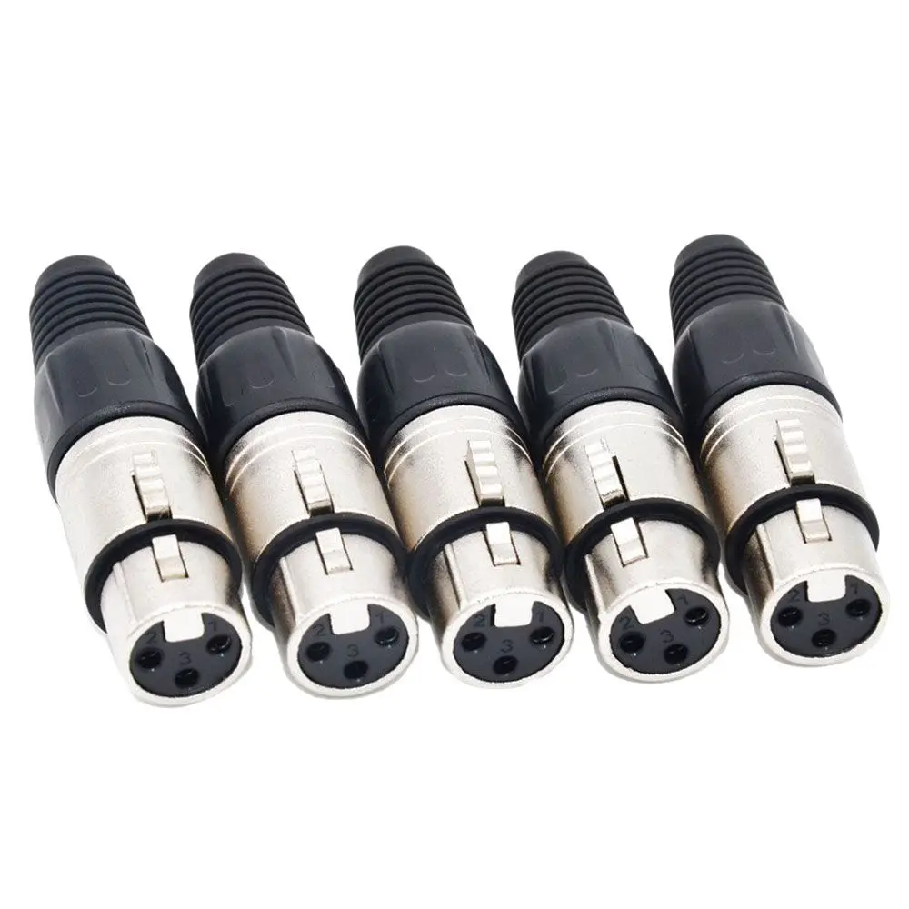 A76I 10Pcs 3 Pin XLR Solder Type Connector 5 Male + 5 Female Plug Cable Connector Microphone Audio Socket