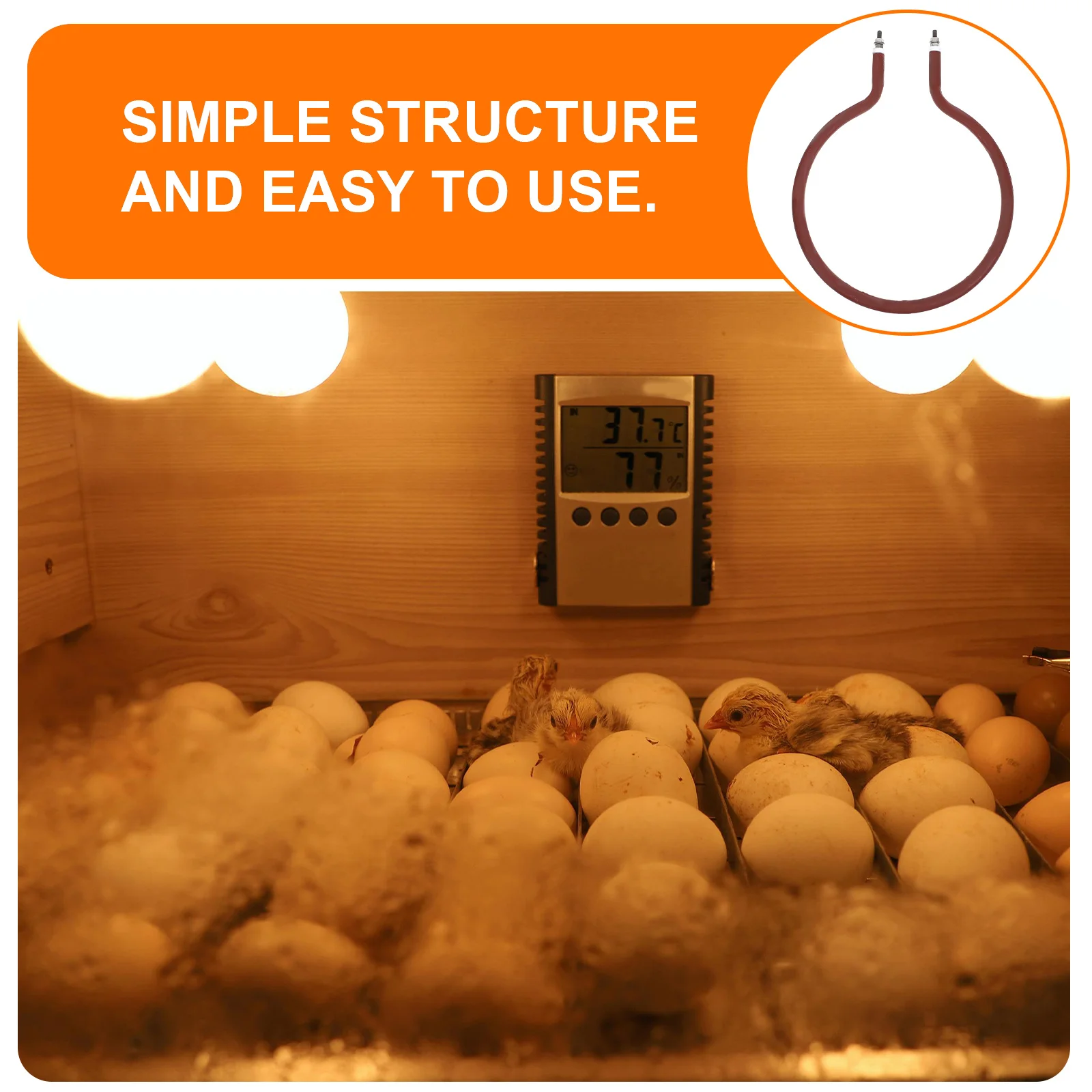 

Incubator Heater Tube 200mm Galvanized Iron Material Replacement Heating Element 200W Quick Heating Incubator Parts