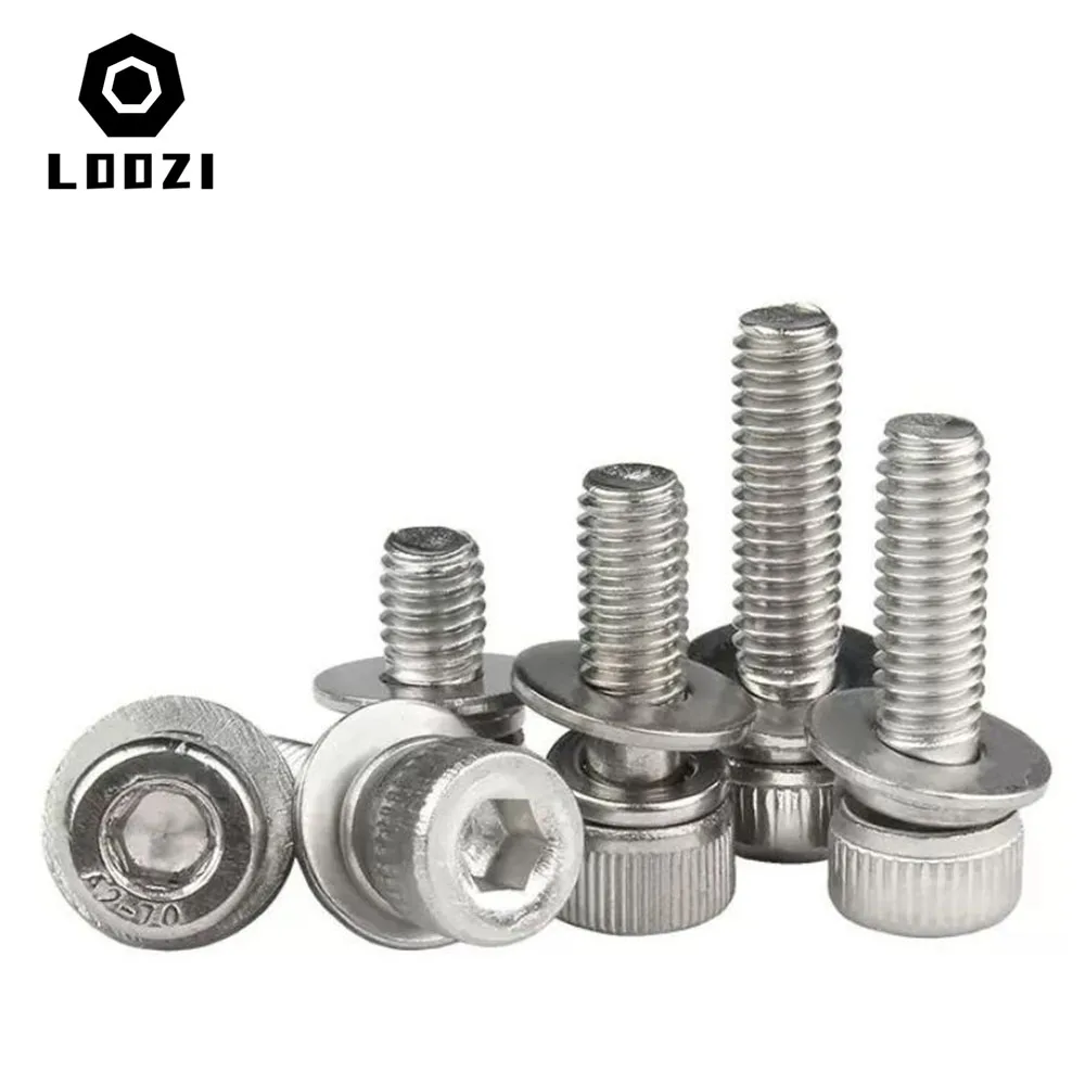 Sechskant-Innensechskantschraube aus Edelstahl 304, SEM-Schraube, flache Unterlegscheibe, Federdichtung, Montageschraube M2, M2,5, M3, M4, M5, M6, M8, M10, M12 – Detail 5