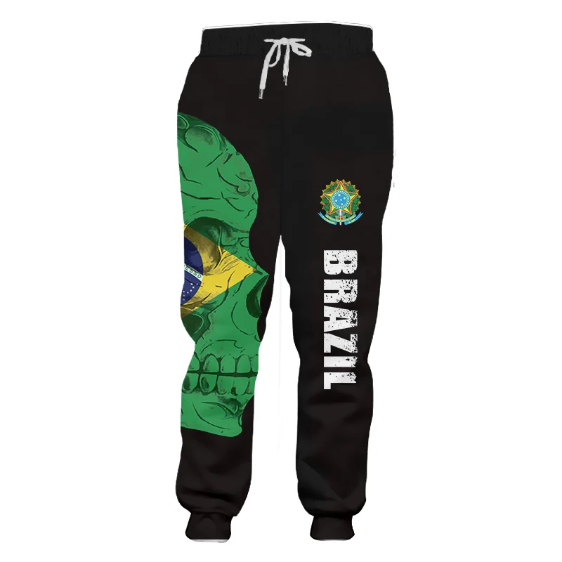 Men's Bound Feet Trousers 3D Print Elastic Drawstring Design Front Pocket Brazil Flag National Emblem Pants Graphic Comfort Soft