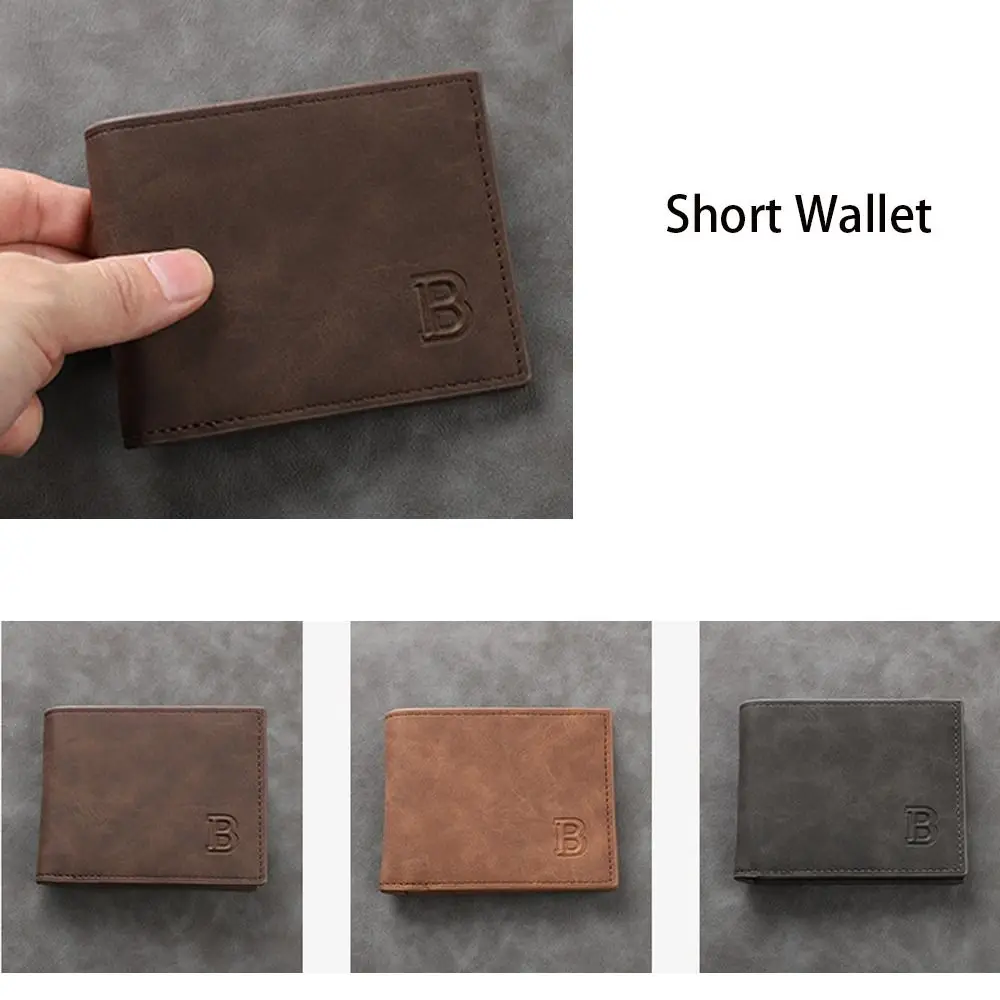 New PU Leather Short Wallet Two Fold Solid Color Coin Purse Comfort Surface Multi-purpose Money Clip Women Men